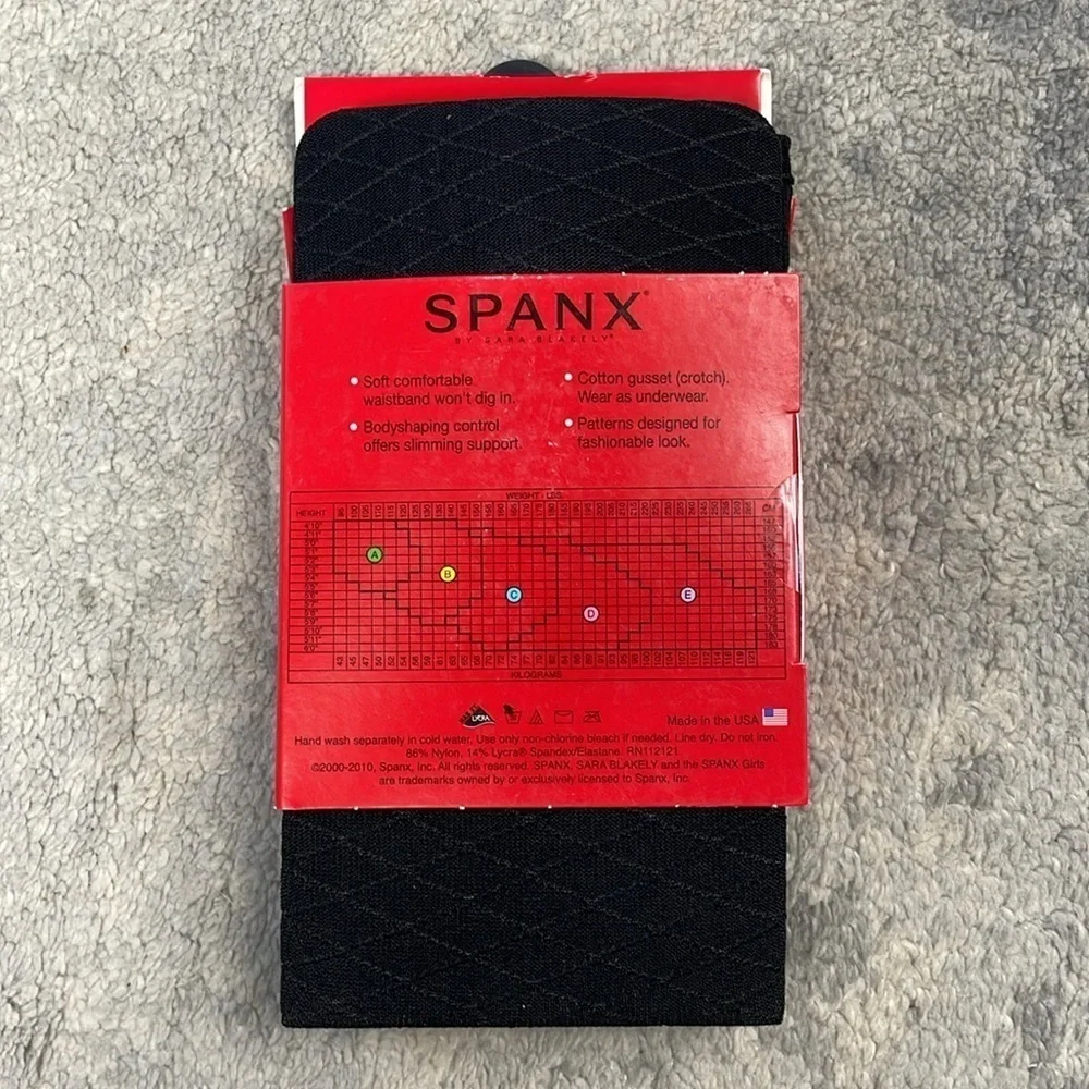 Spanx Tight End Tights Black Diamond Foil 951 Bodyshaping Smoothing Sz B